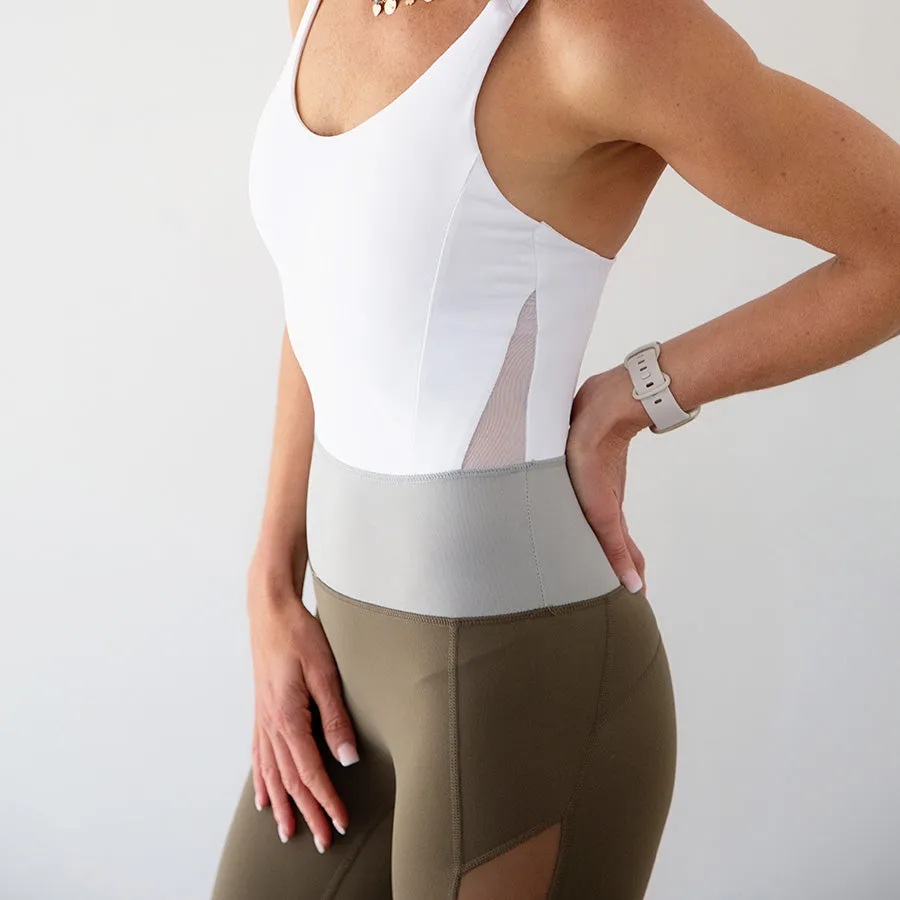 Sheer Cutout Bodysuit | Olive Green