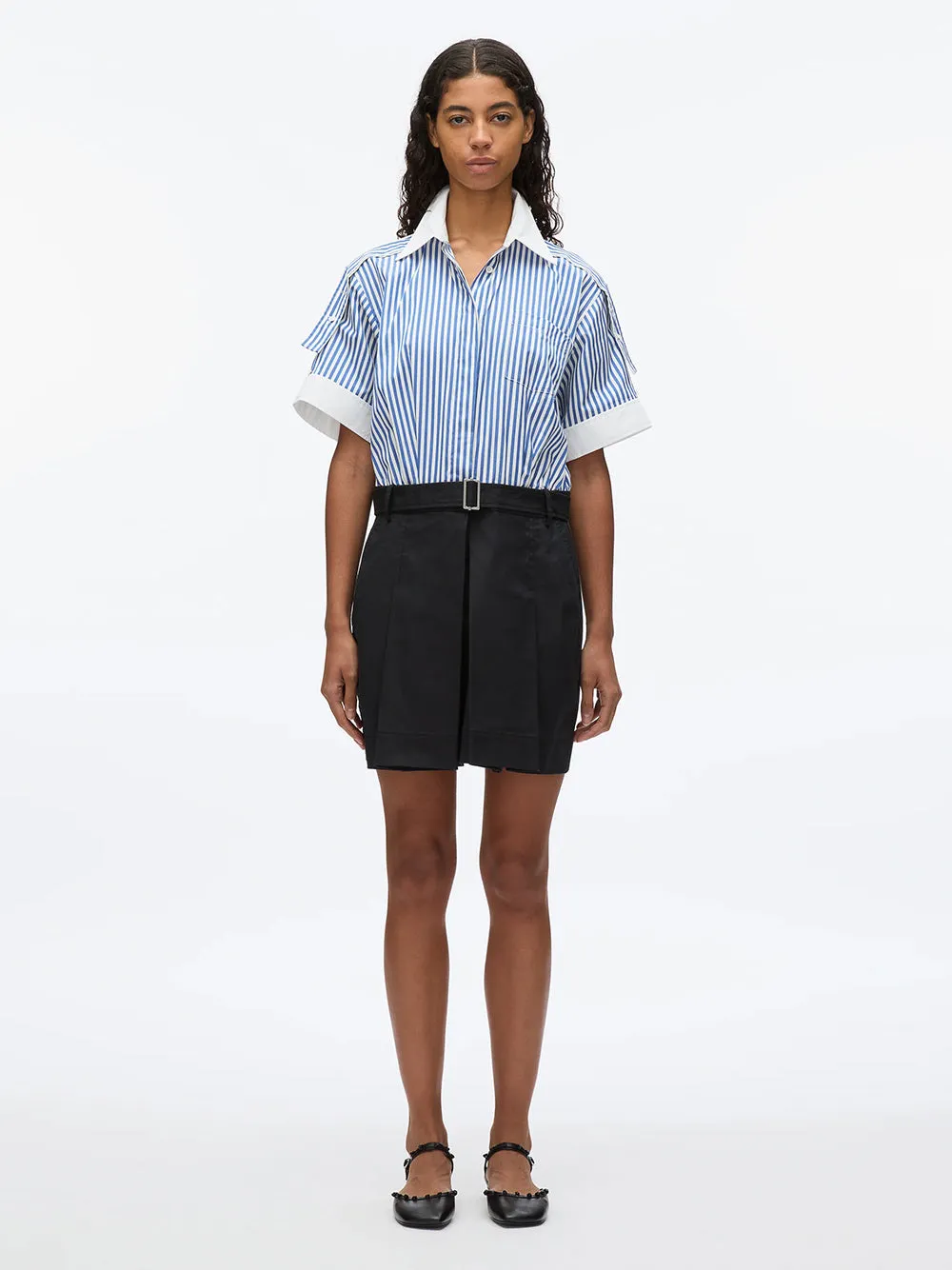 Shirt Combo Dress With Pleated Skirt (Blue Multi-Midnight)
