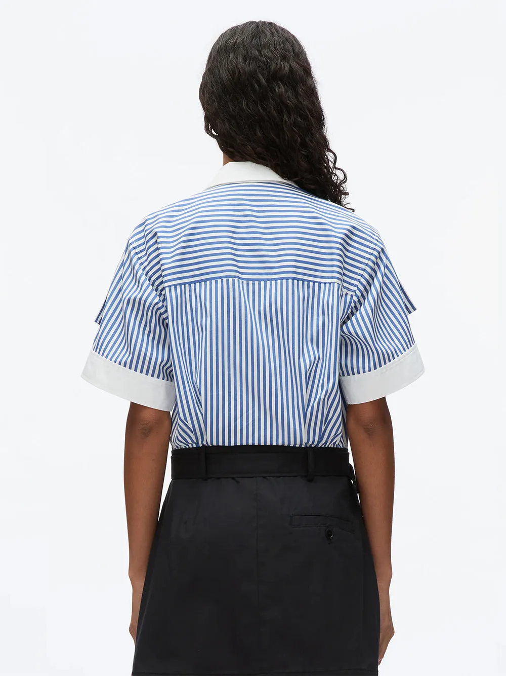 Shirt Combo Dress With Pleated Skirt (Blue Multi-Midnight)