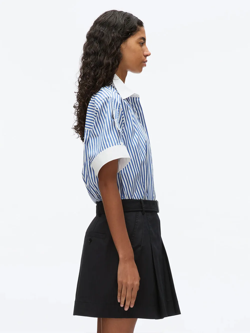 Shirt Combo Dress With Pleated Skirt (Blue Multi-Midnight)