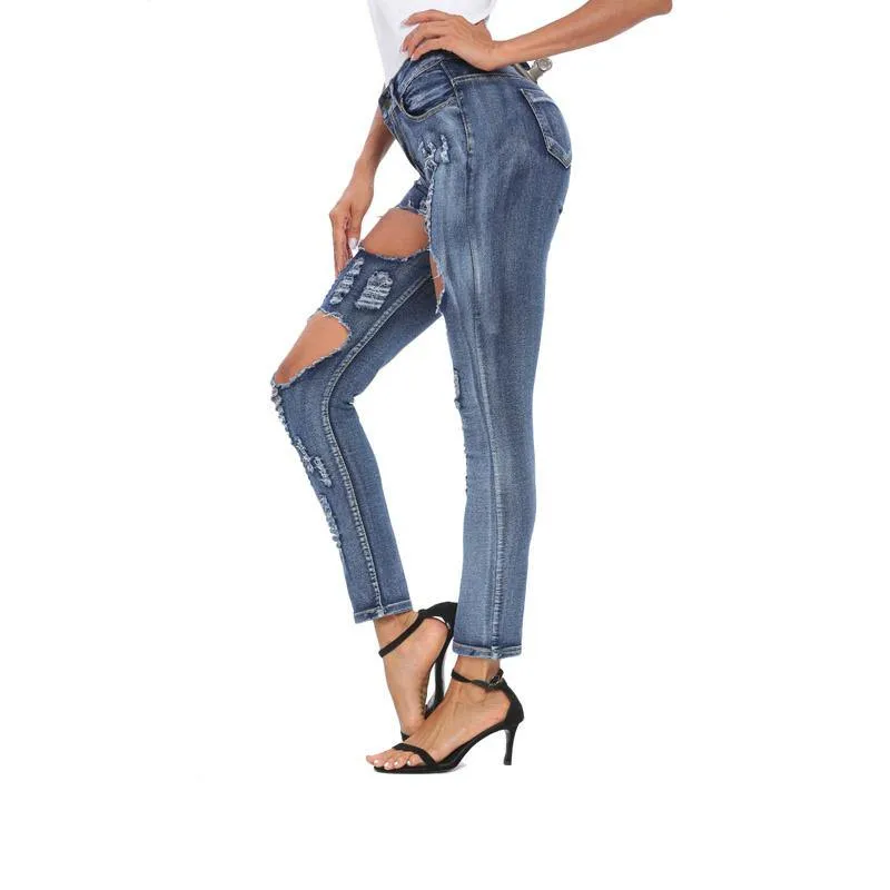 Skinny Stretch-Through Hole Jeans