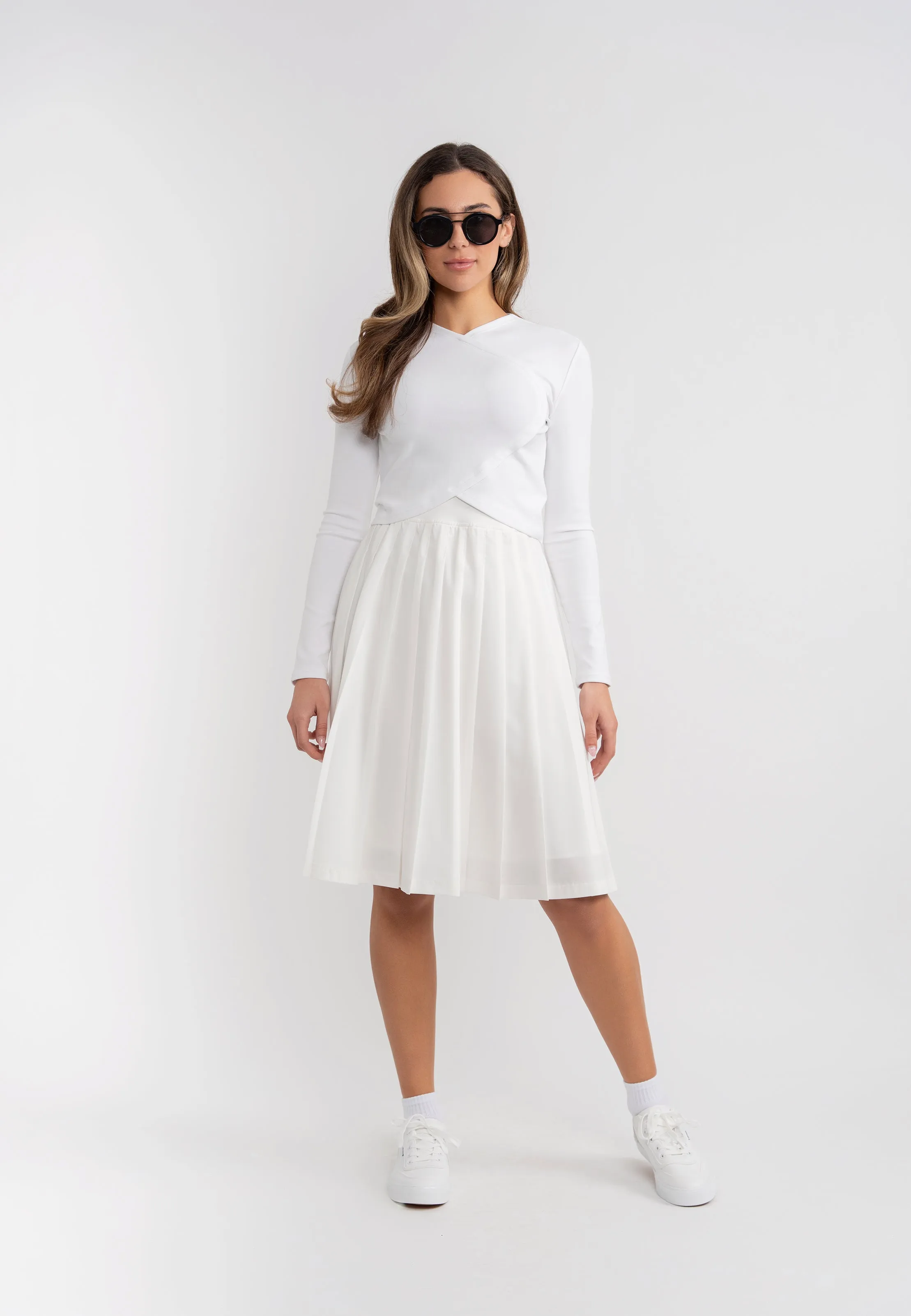 skirt pleated - white