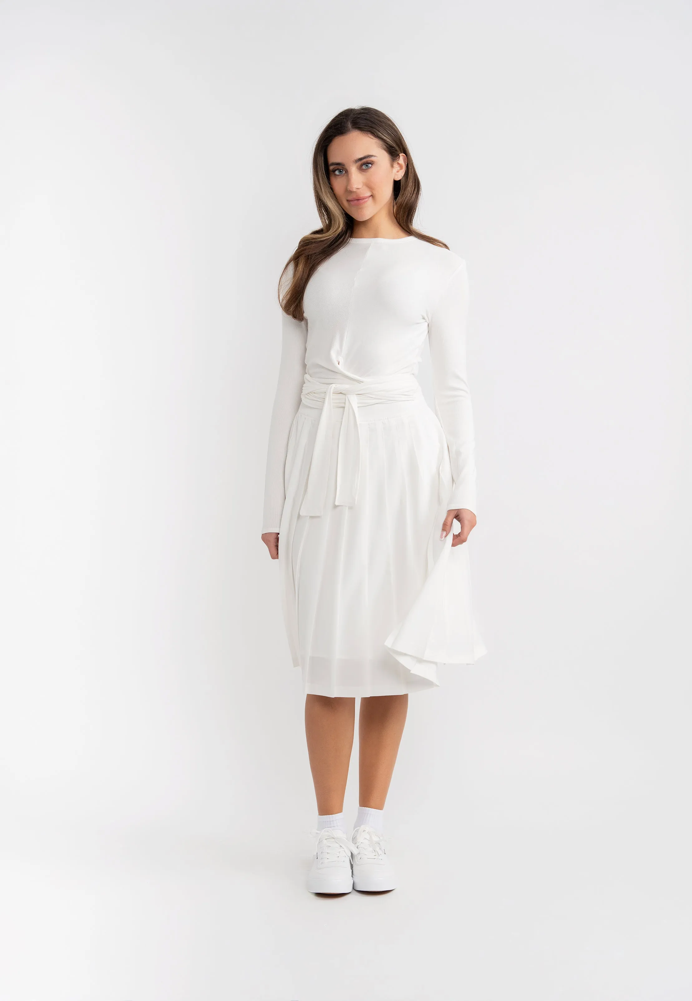 skirt pleated - white