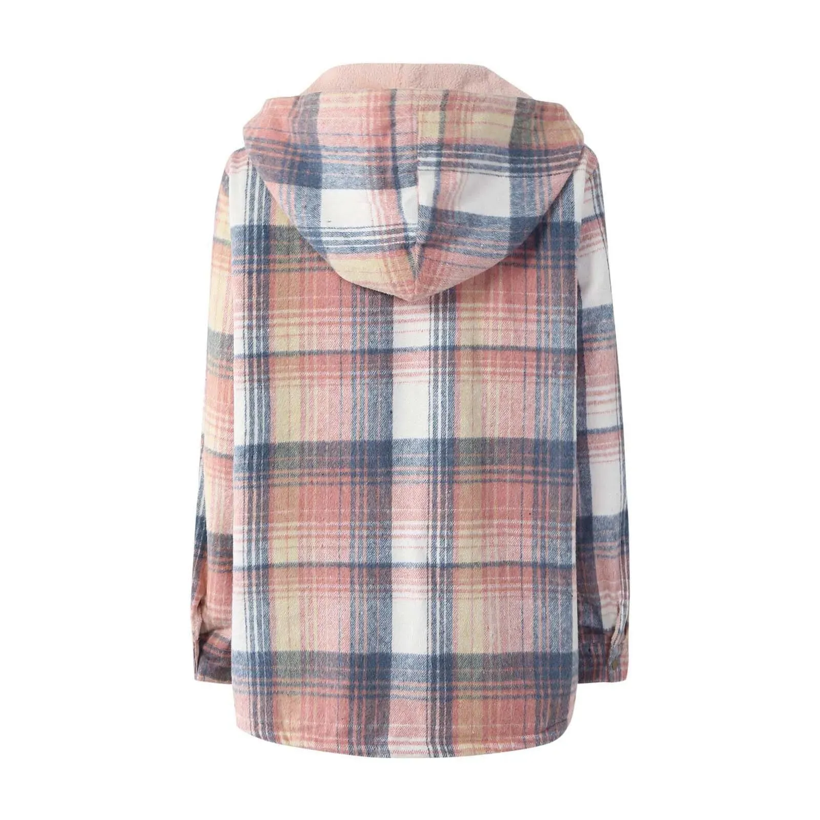 Snap-Up Plaid Shacket with Warm Lining