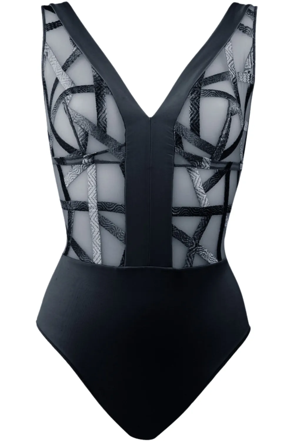 Série V Neckline Embroidery Bodysuit
