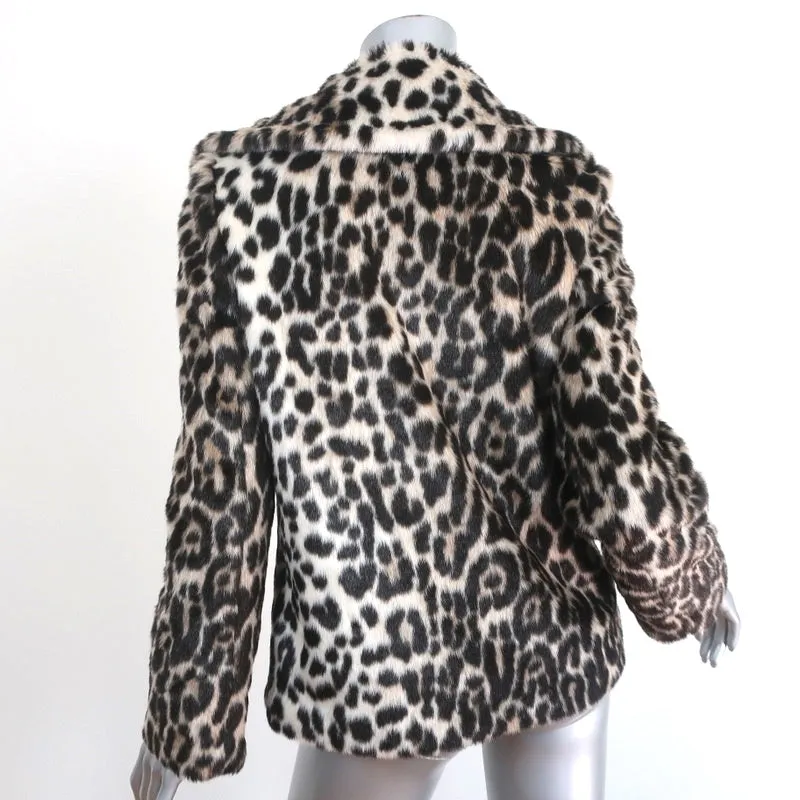 Stella McCartney Leopard Print Faux Fur Jacket Size 36 Short Coat