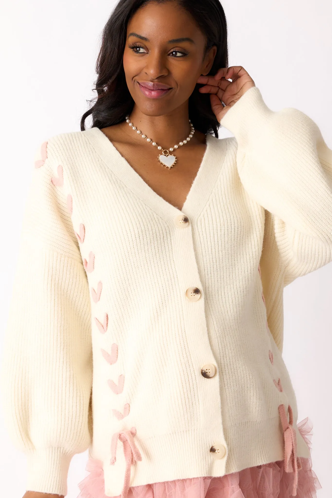 Stitched With Love Ivory Knit Cardigan