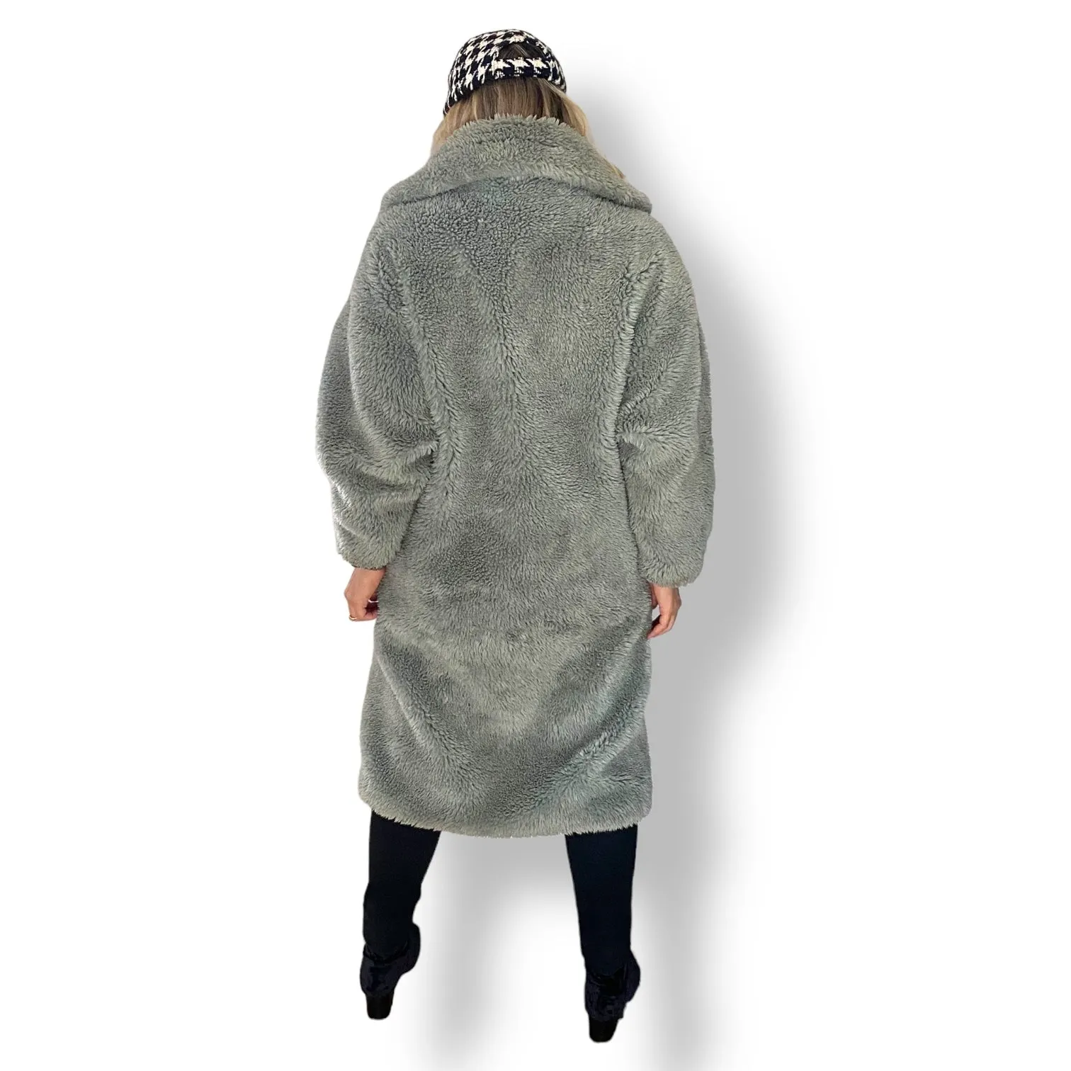 Stunning Icey Blue Faux Fur Coat