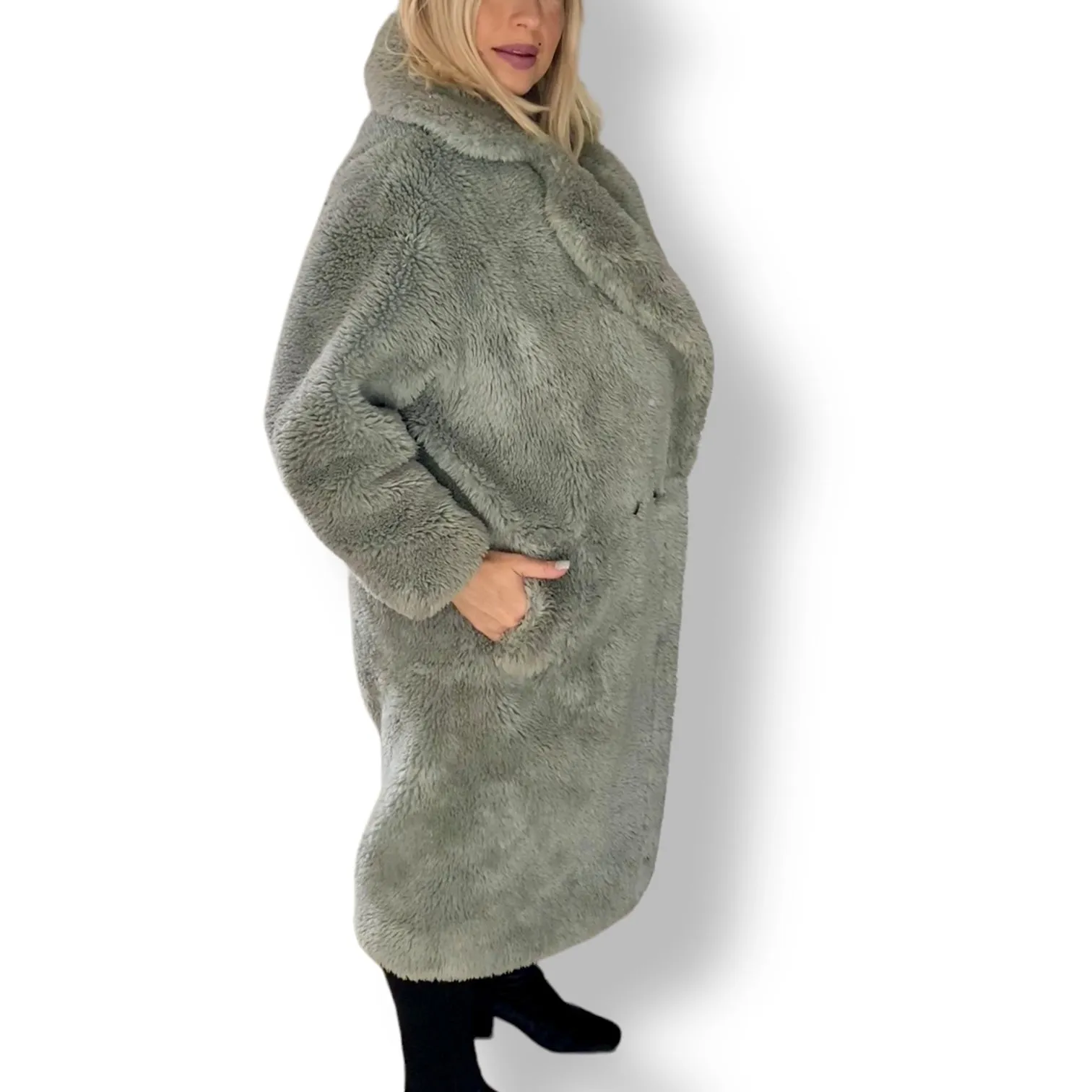 Stunning Icey Blue Faux Fur Coat