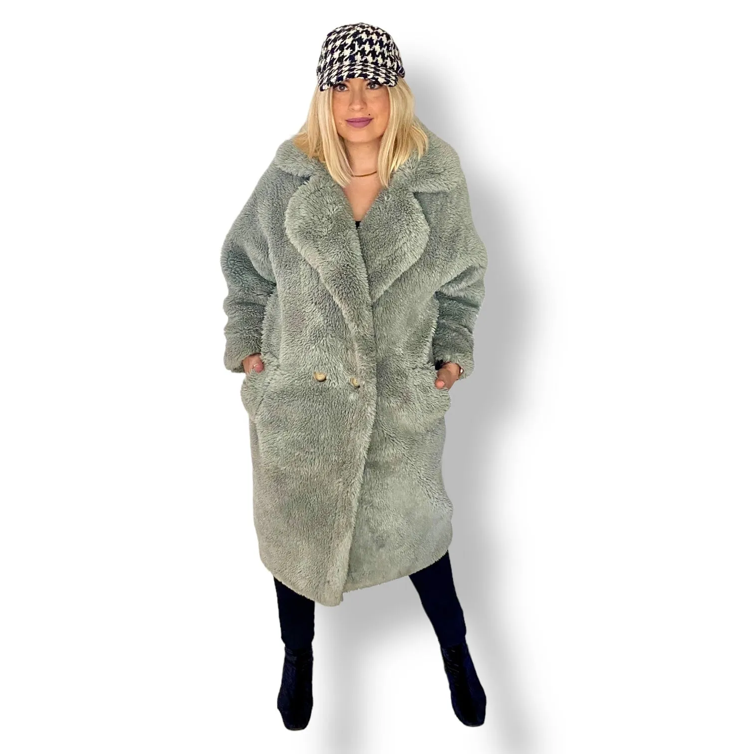 Stunning Icey Blue Faux Fur Coat