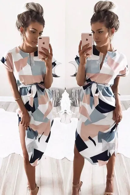 Summer Floral Print Boho Beach Dress