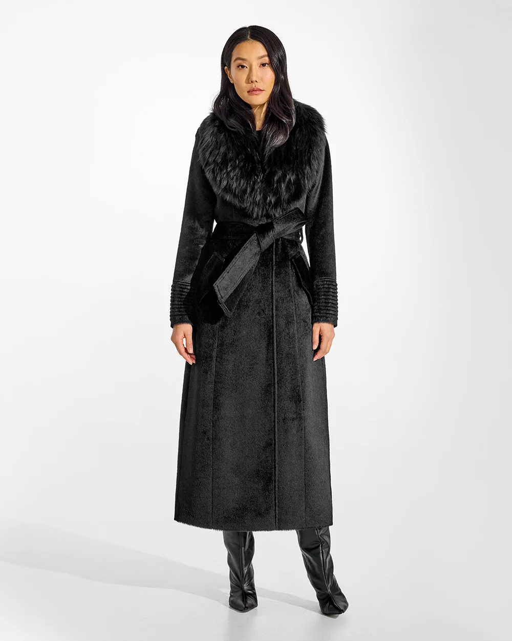 Suri Alpaca Maxi Coat with Alpaca Shearling Collar
