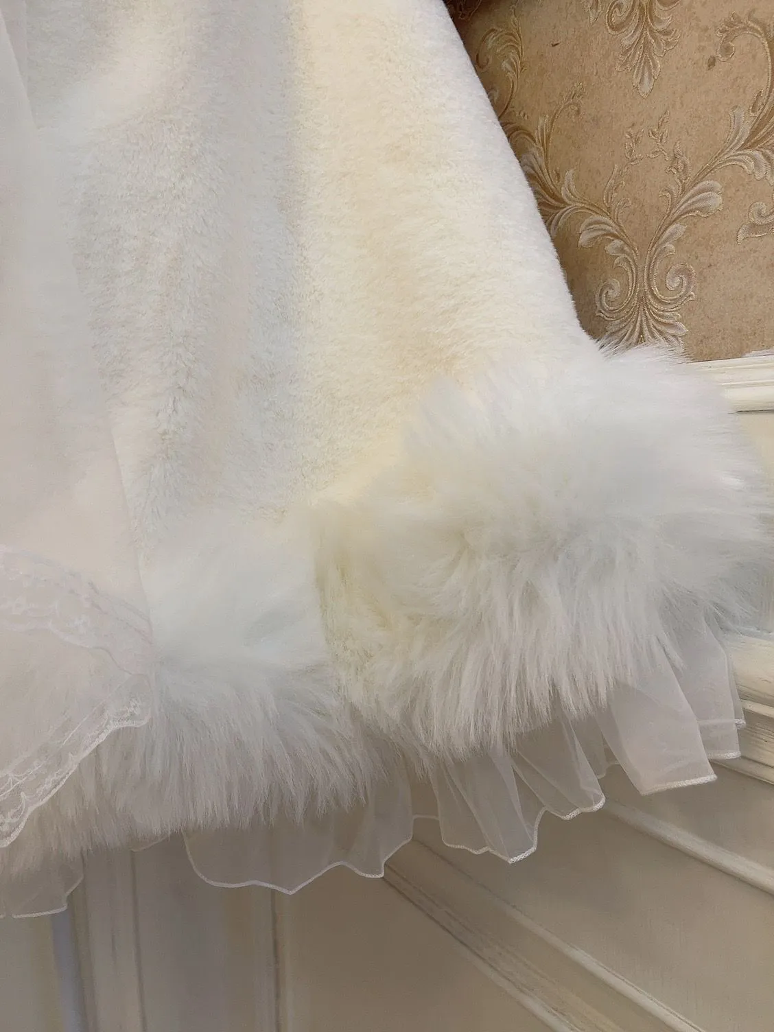 Sweetheart Princess Winter White Polar Bear Ears Fur Hooded Cloak Cape Jacket