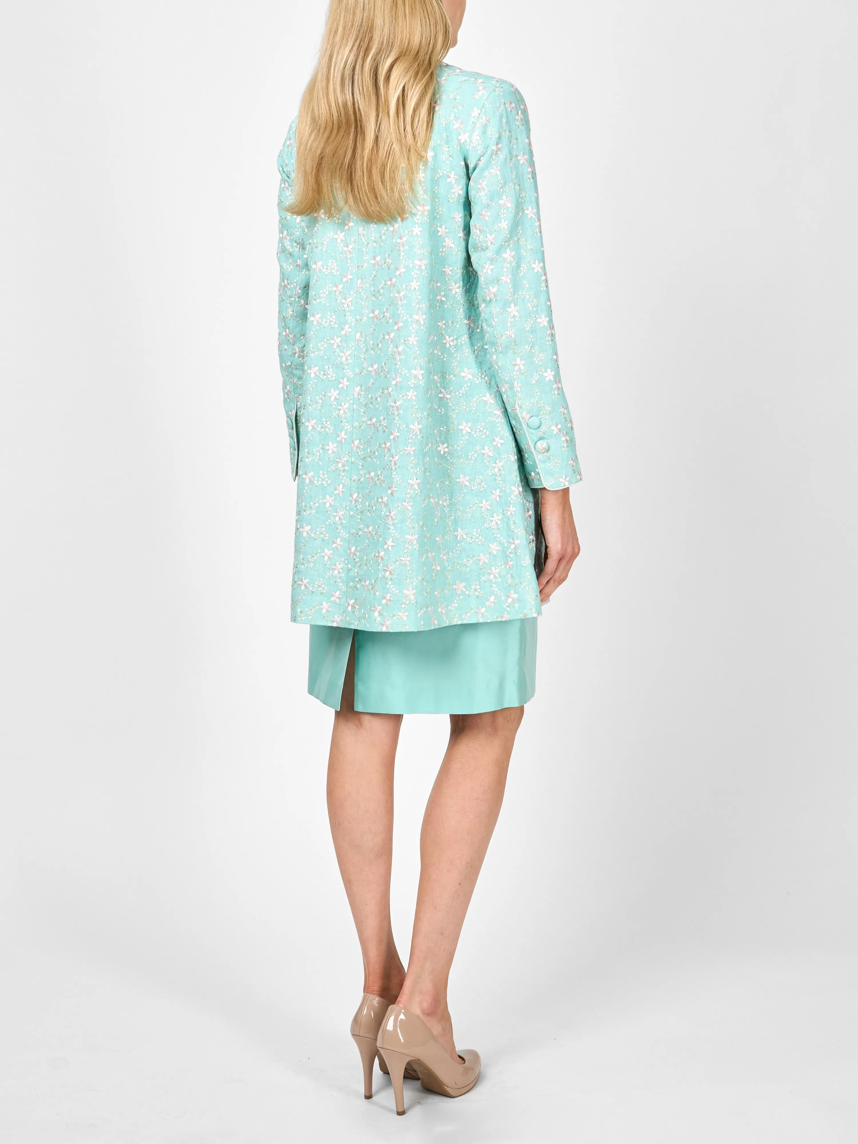 Swing Jacket Long Sleeve Aqua Lagoon Finborough linen