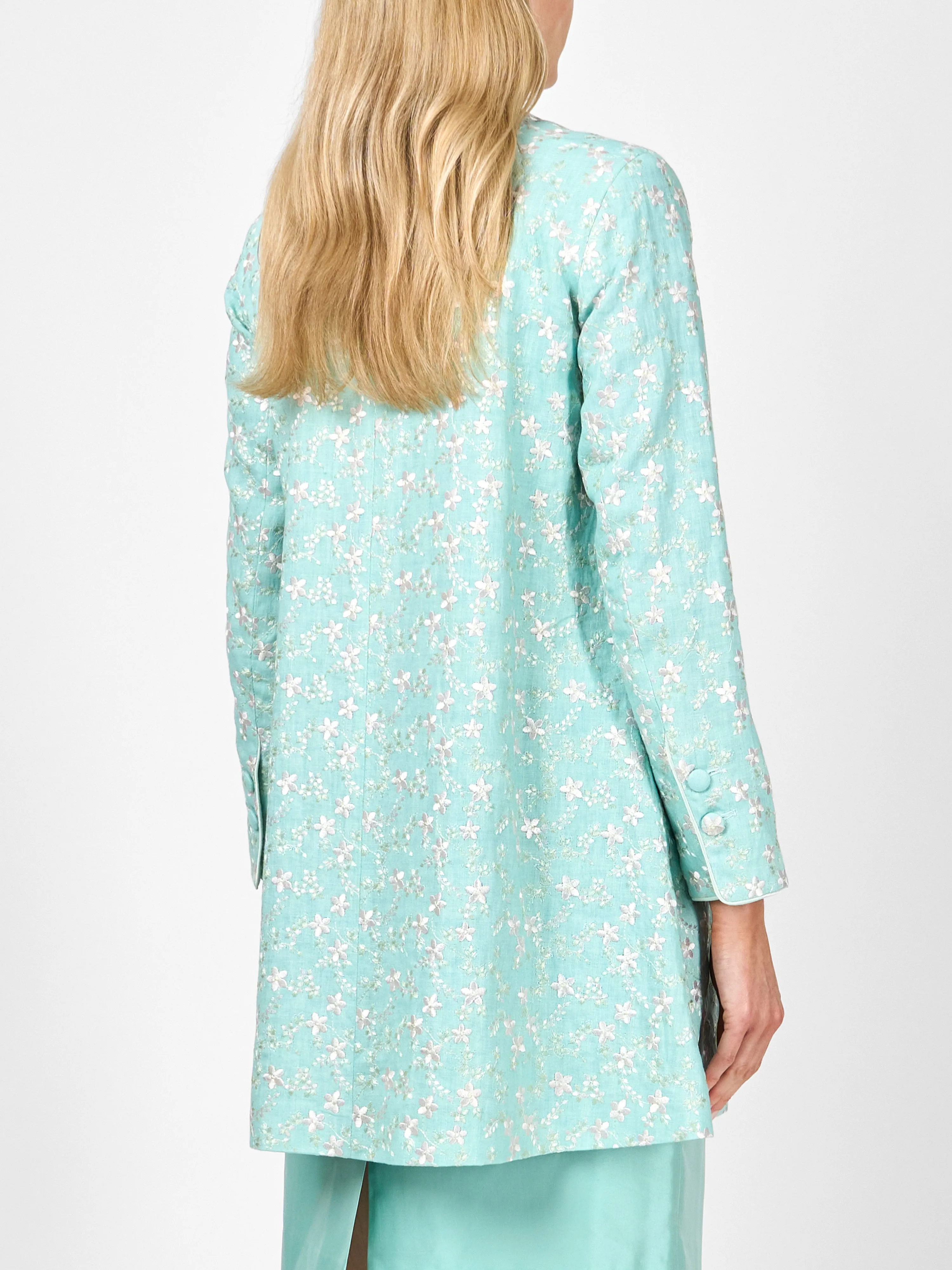 Swing Jacket Long Sleeve Aqua Lagoon Finborough linen