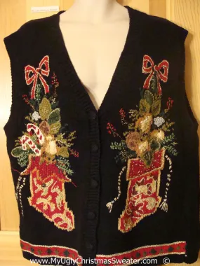 Tacky Christmas Vest with Festive Stockings (f1399)