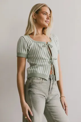 Teddy Tie Front Cardigan in Sage