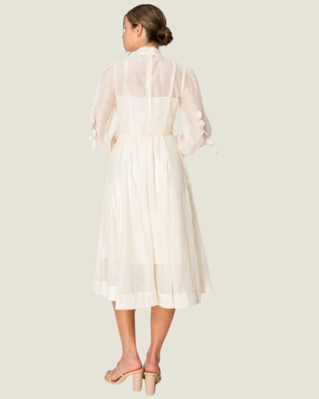 The Sandra: Button Up Ivory Flower Detailed Maxi Dress