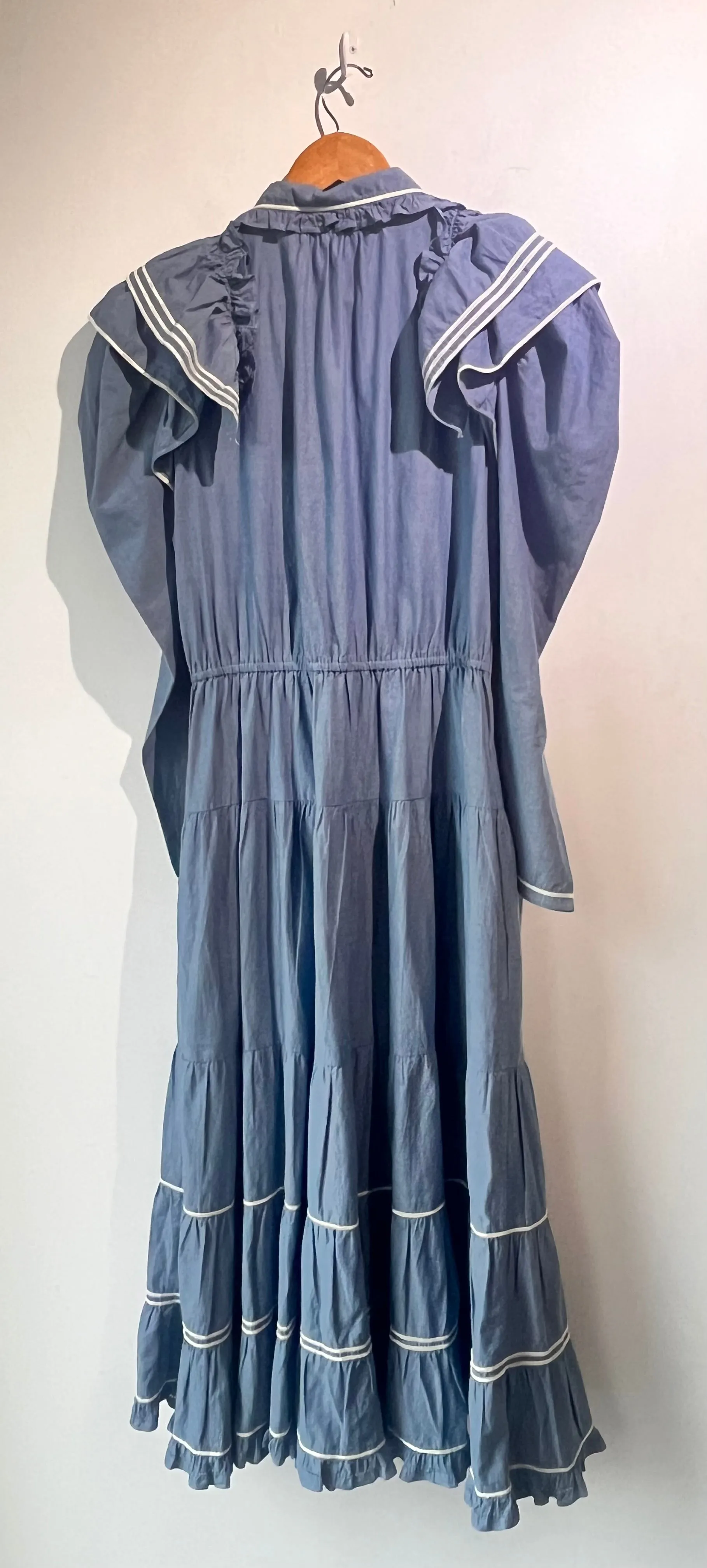 Ulla Johnson Blue Chambray Ruffle Dress