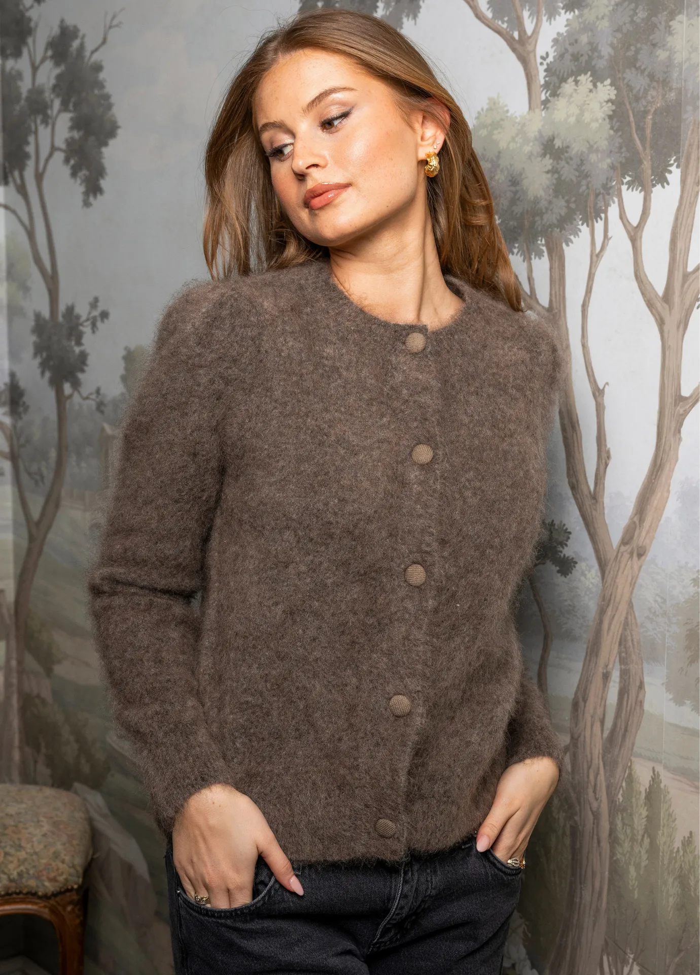 Ulla Mohair Cardigan Taupe