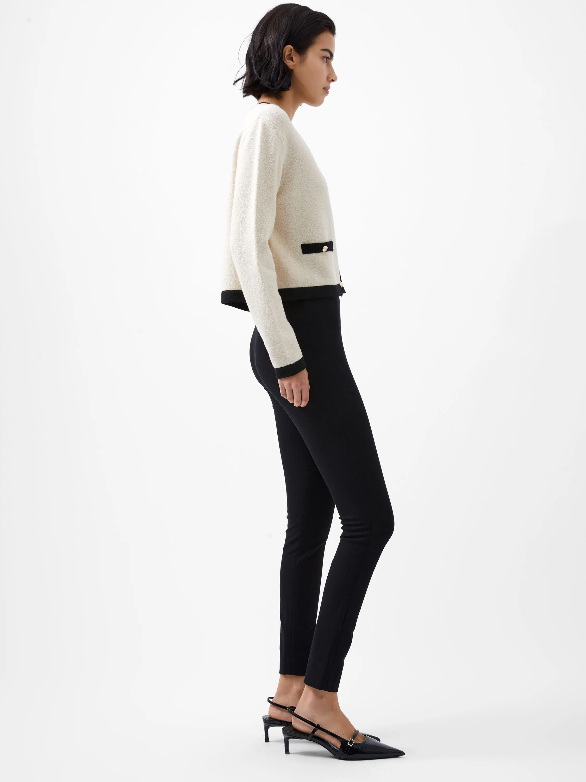 Vhari Contrast Cardigan- Classic Cream/Black