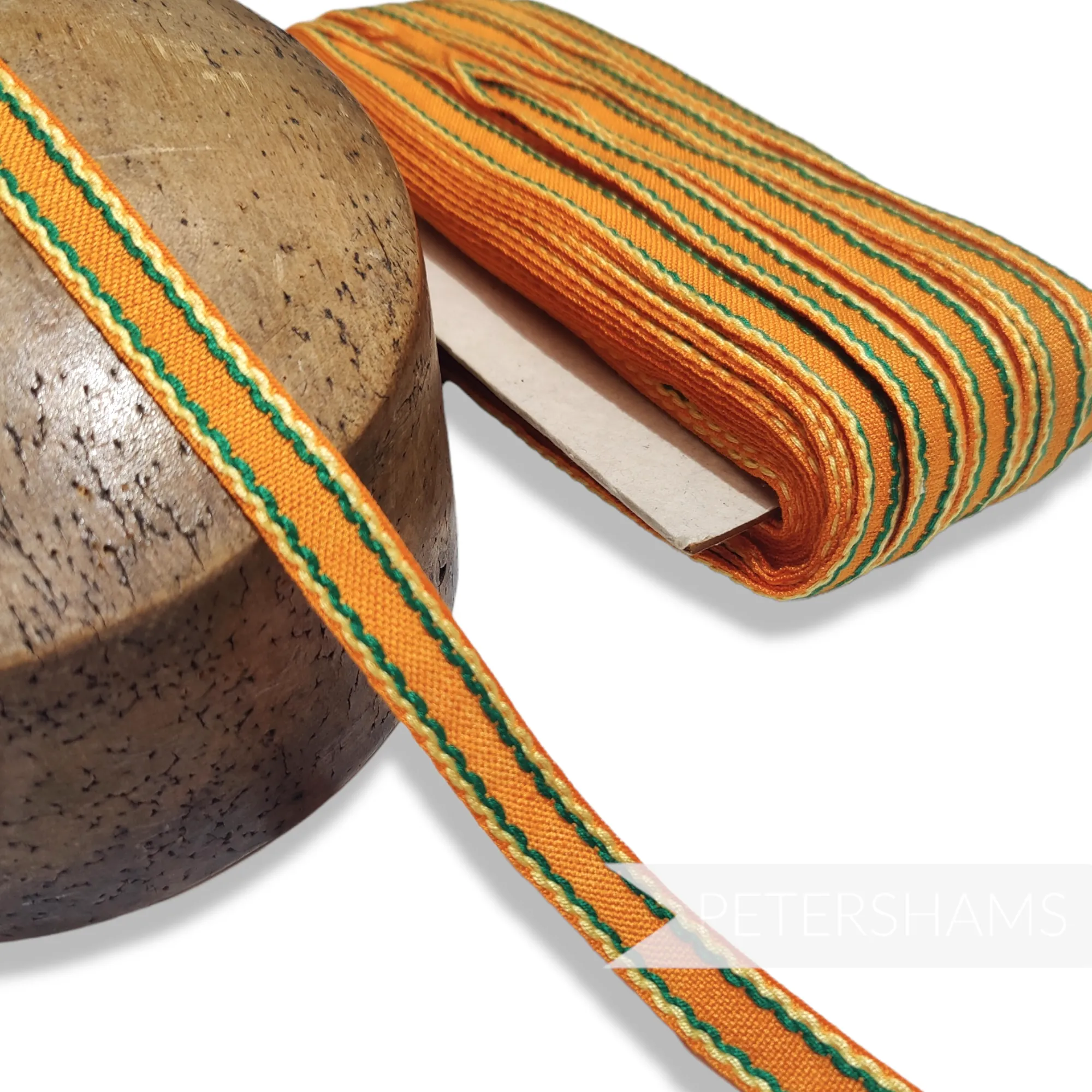 Vintage 14mm 1960's Cotton Woven Border Stripe Ribbon -1m
