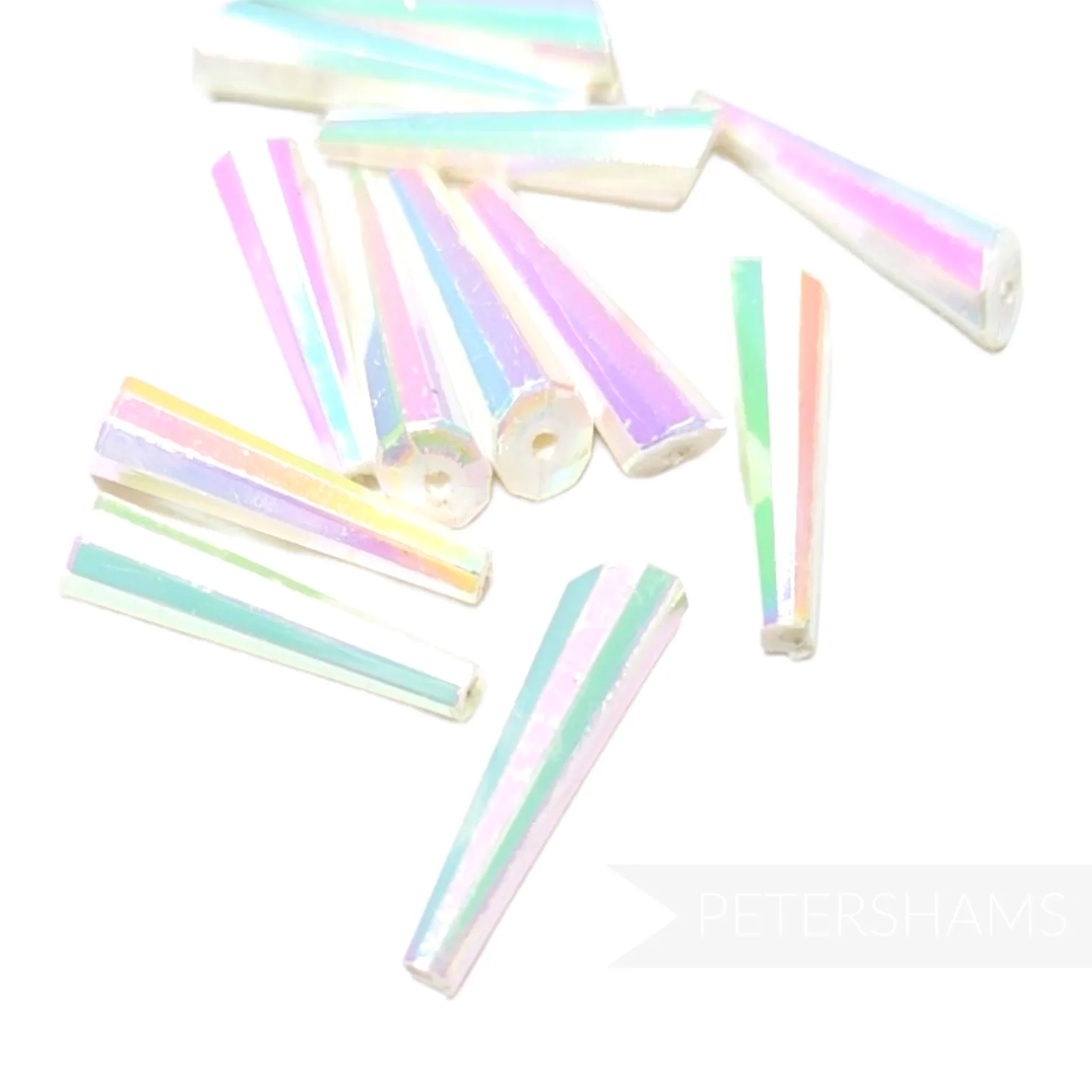Vintage 1960/70's Iridescent Asymmetrical Tapered Beads - 12 Pieces