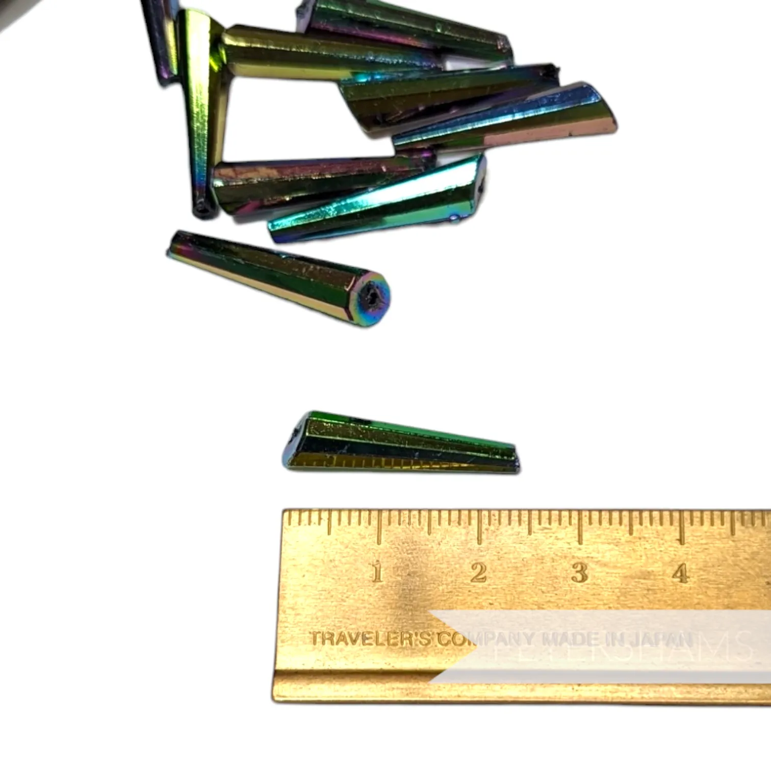 Vintage 1960/70's Iridescent Asymmetrical Tapered Beads - 12 Pieces