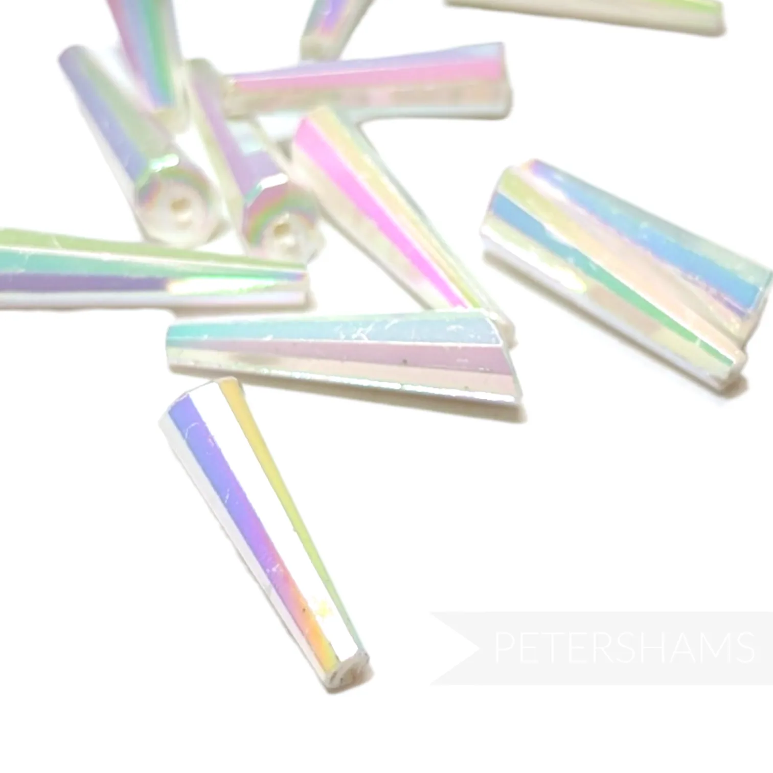Vintage 1960/70's Iridescent Asymmetrical Tapered Beads - 12 Pieces
