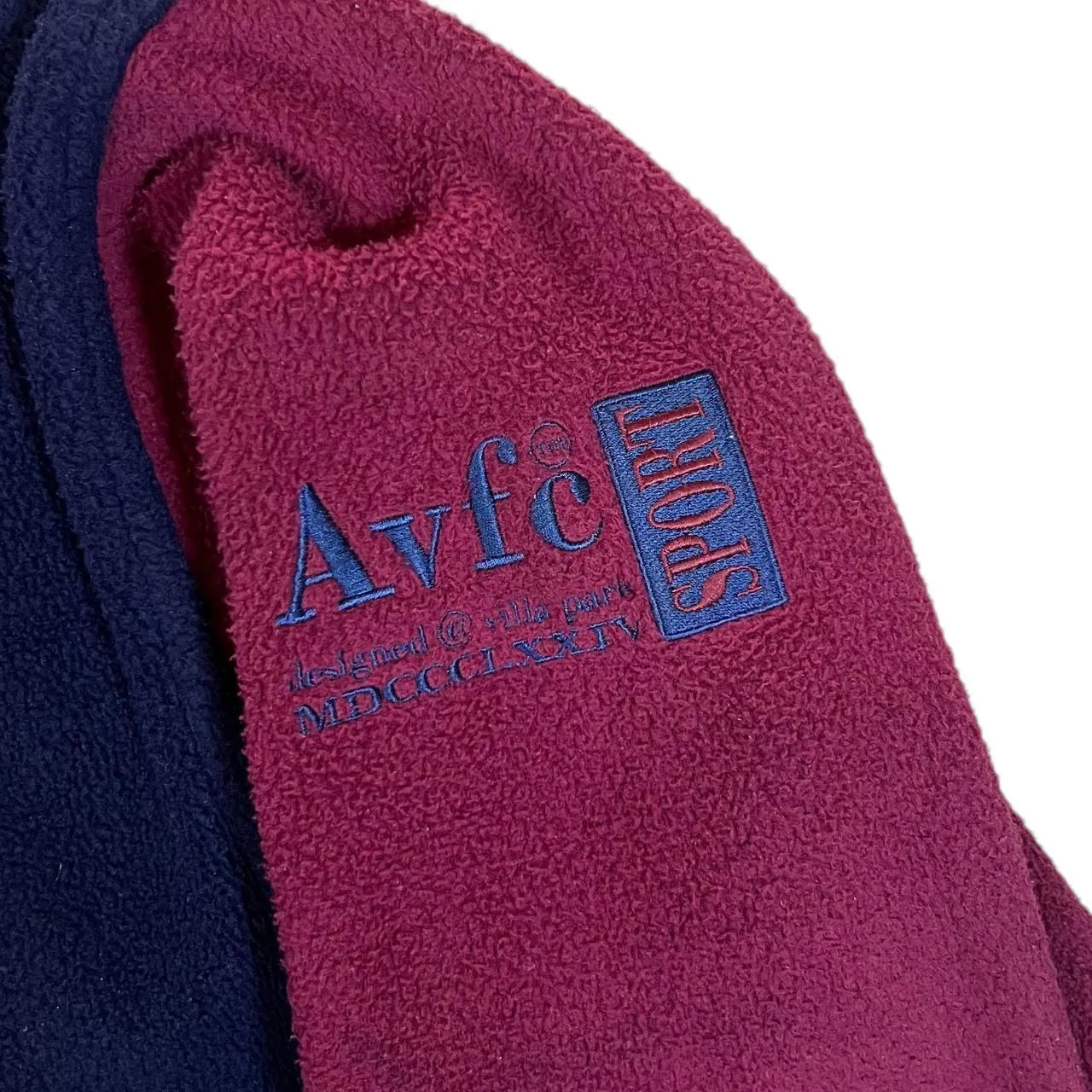 Vintage ASTON VILLA FC Football Colour Block Zip Fleece Jacket