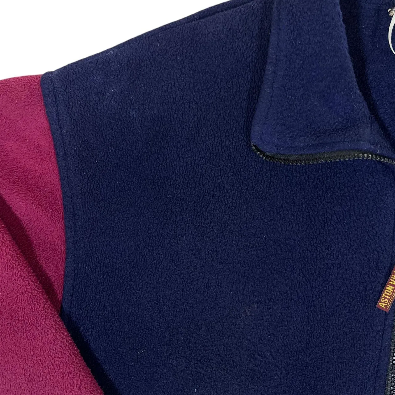 Vintage ASTON VILLA FC Football Colour Block Zip Fleece Jacket