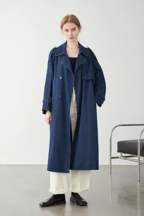 Vintage Double Breasted Denim Trench Coat