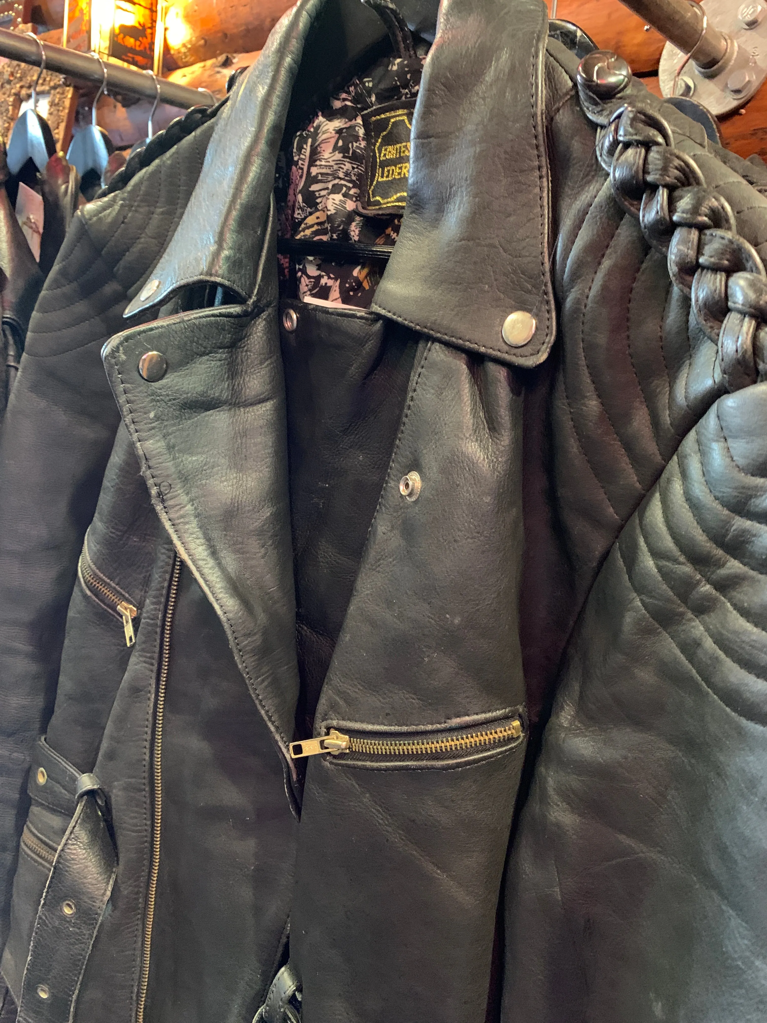Vintage German Biker Jacket 8, Cinch Back, XL