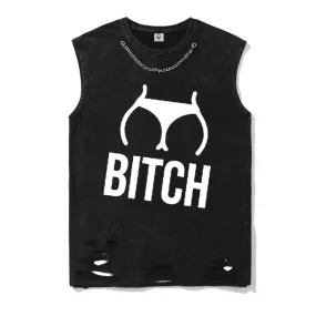 Vintage Washed Butt Bitch Cotton Vest Top