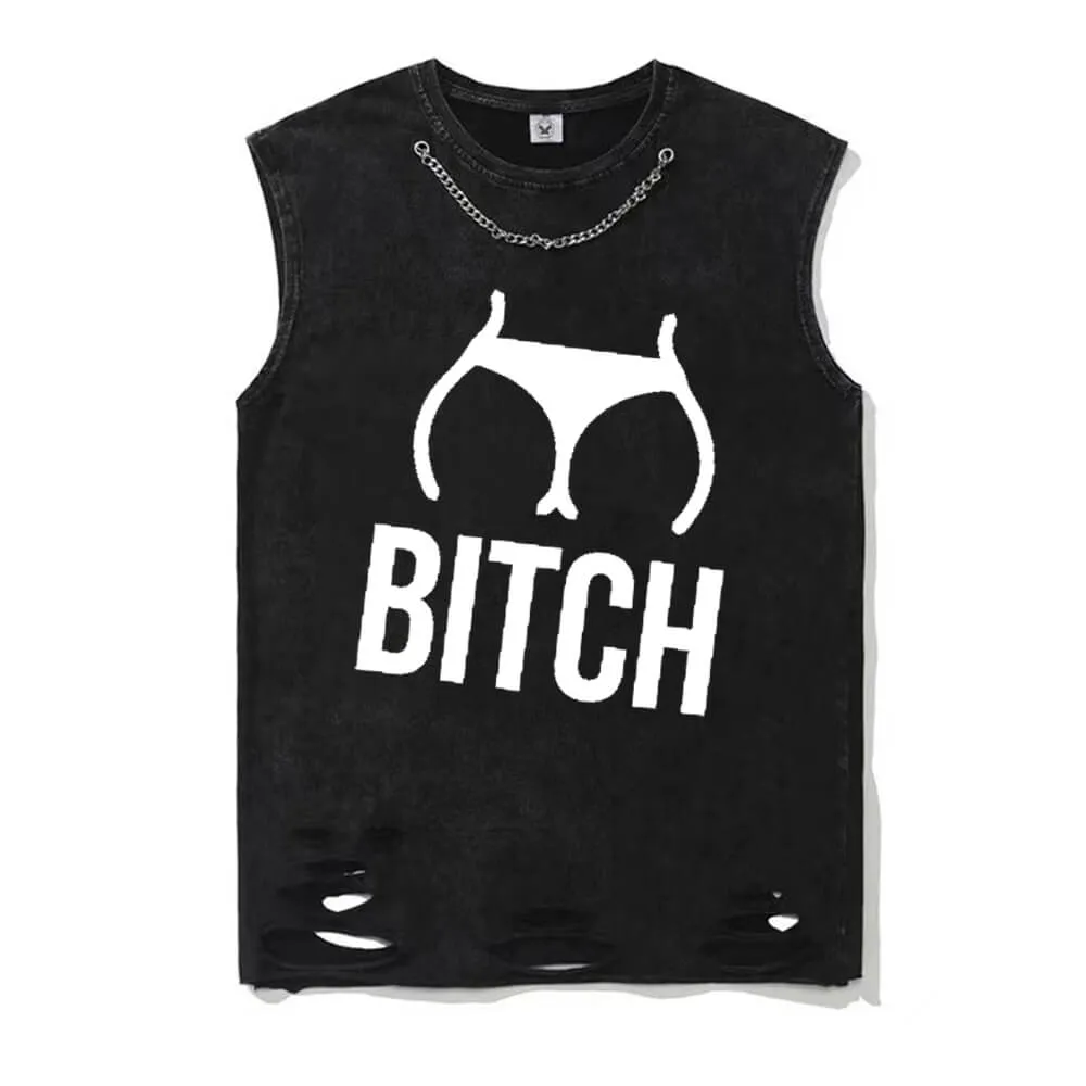 Vintage Washed Butt Bitch Cotton Vest Top