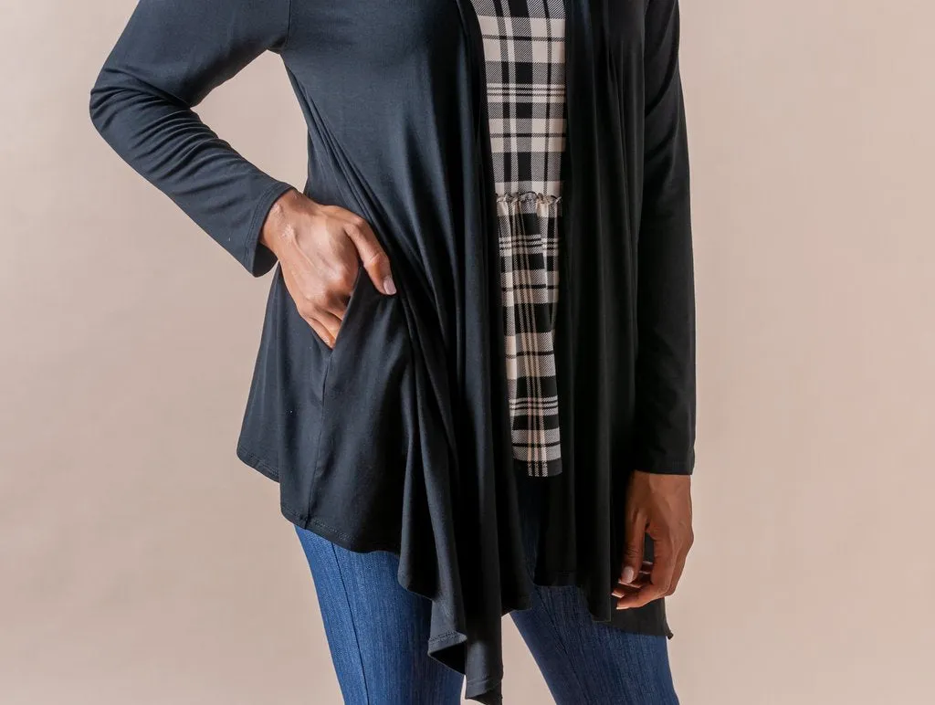 Waterfall Cardigan in Black