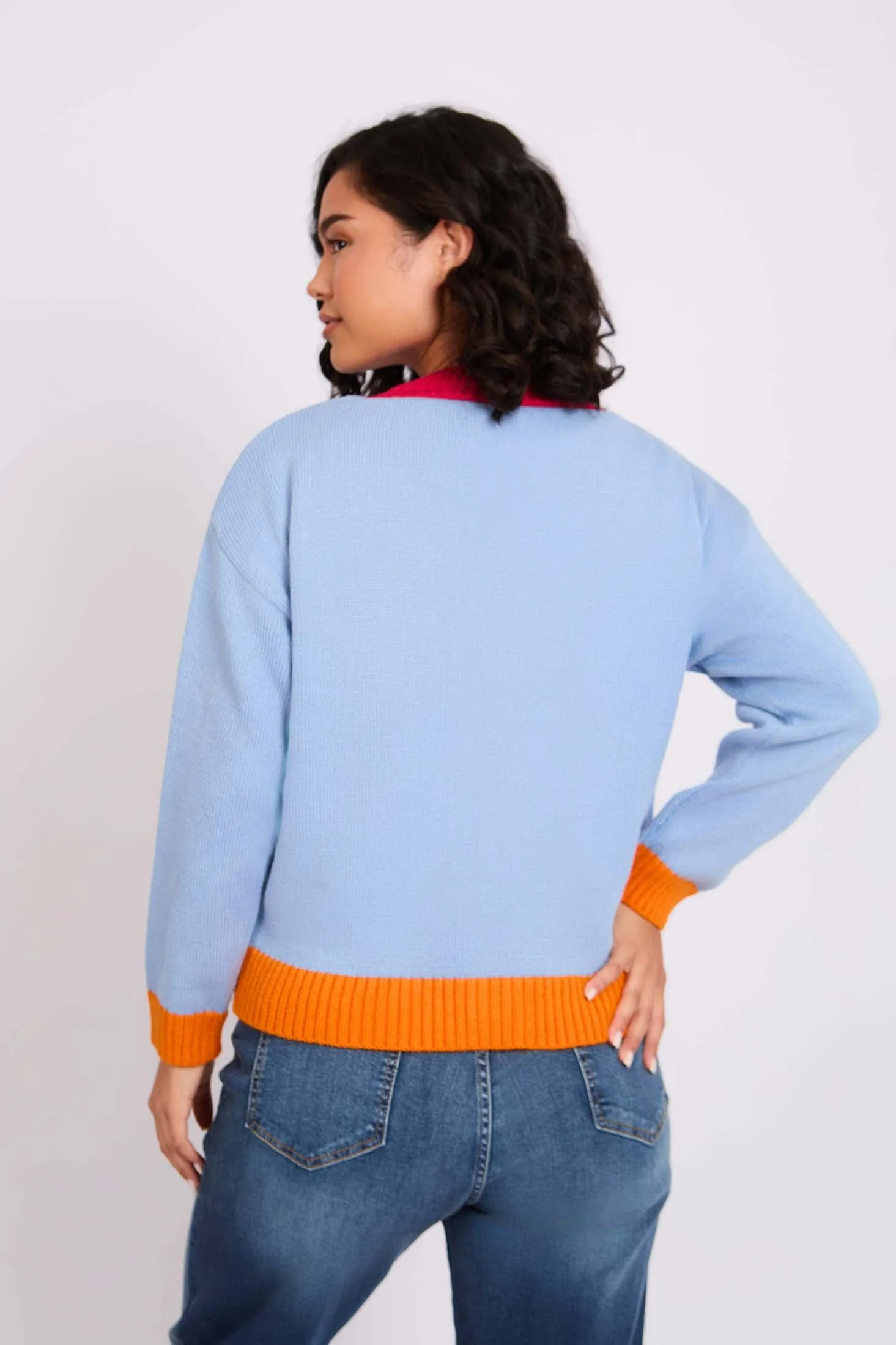 Women Cropped Colorful Cardigan Purple