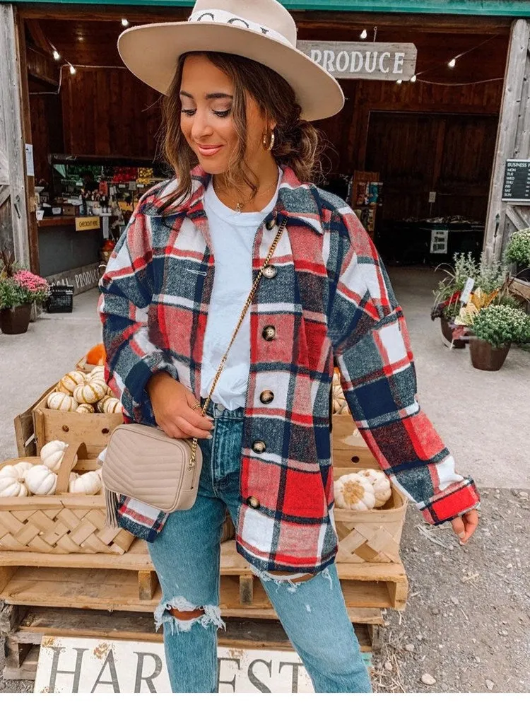 Women Plaid Checkered Jackets / Coats
