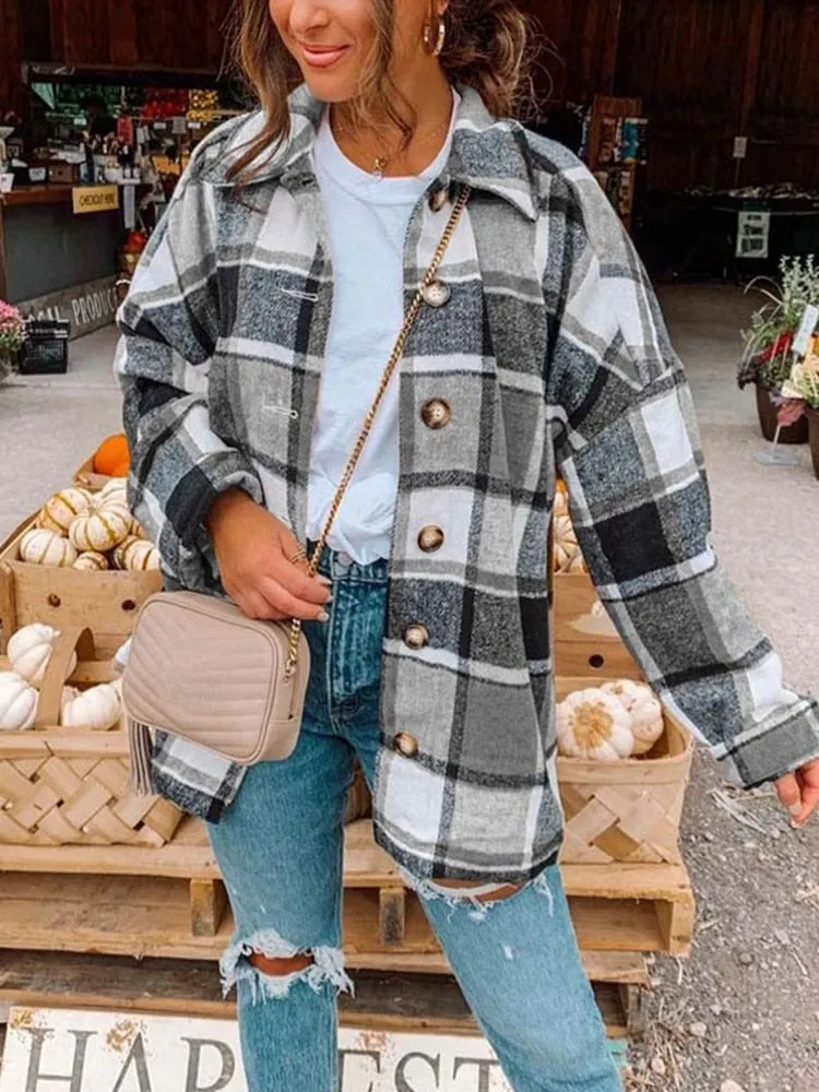 Women Plaid Checkered Jackets / Coats