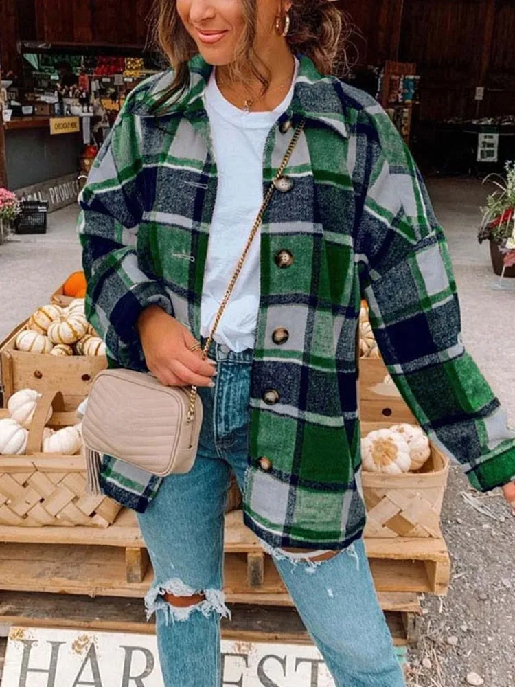 Women Plaid Checkered Jackets / Coats