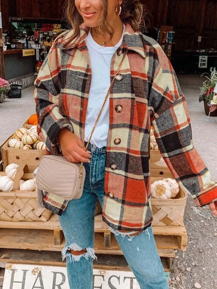 Women Plaid Checkered Jackets / Coats
