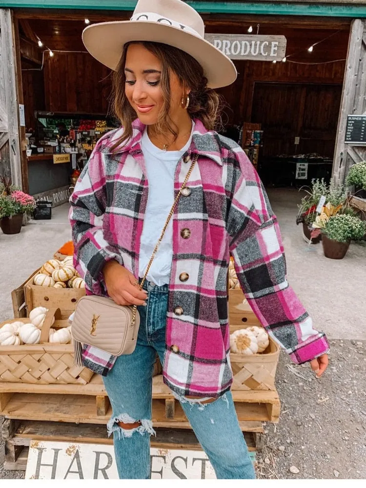 Women Plaid Checkered Jackets / Coats