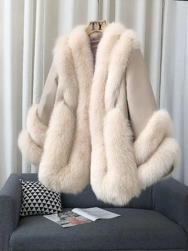 Women's Fox Fur Leather Coat