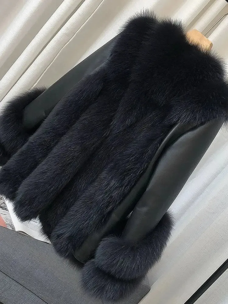 Women's Fox Fur Leather Coat