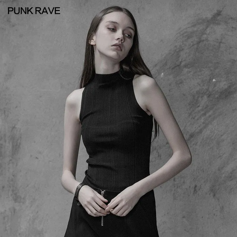 Womens Sexy Cross Thin Roping Ice Silk Knitted Punk Vest