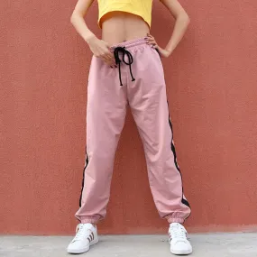 Women's Summer Cotton High-Waist Fitness Joggers With Side Stripes