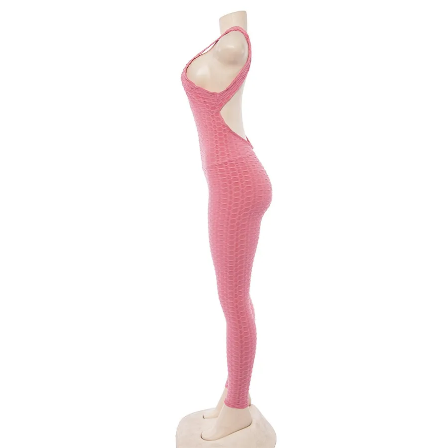 Women's Summer Sleeveless Cross Bandage Backless Sporting Bodysuit