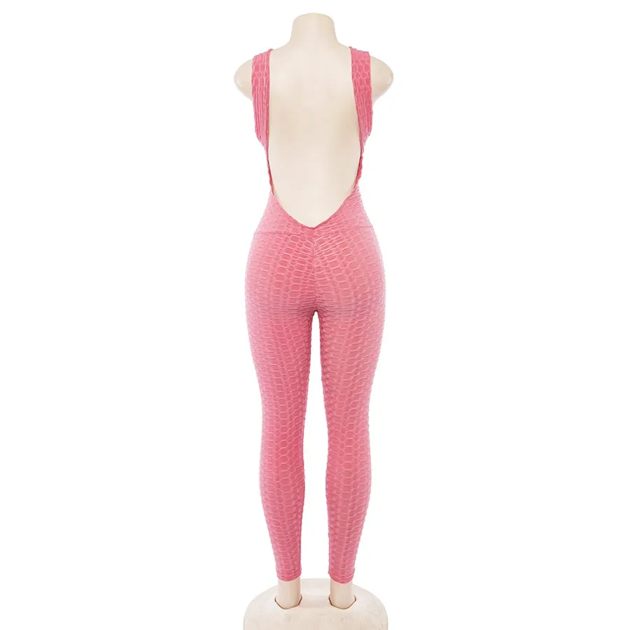 Women's Summer Sleeveless Cross Bandage Backless Sporting Bodysuit