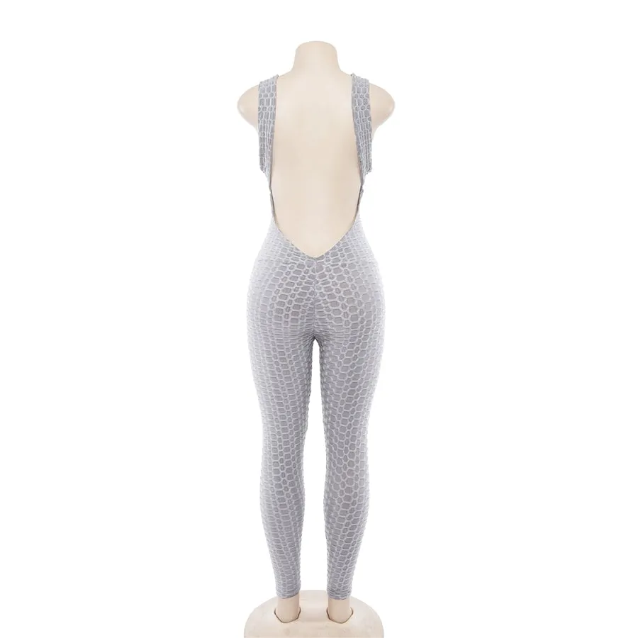 Women's Summer Sleeveless Cross Bandage Backless Sporting Bodysuit