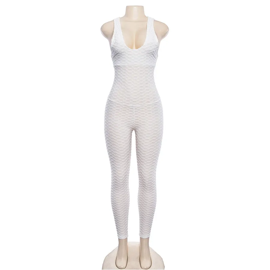 Women's Summer Sleeveless Cross Bandage Backless Sporting Bodysuit